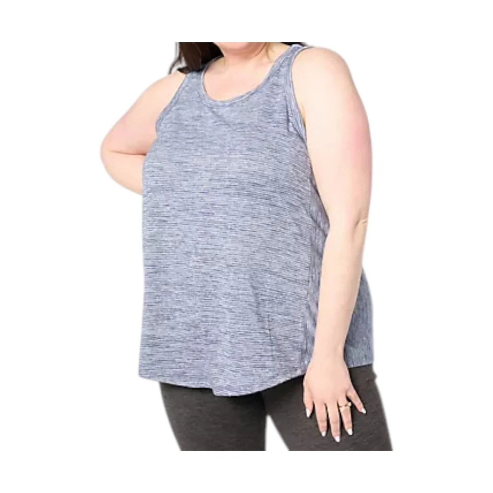 Zuda Women's Knit Jersey Striped Swing Tank Top Navy - Regular